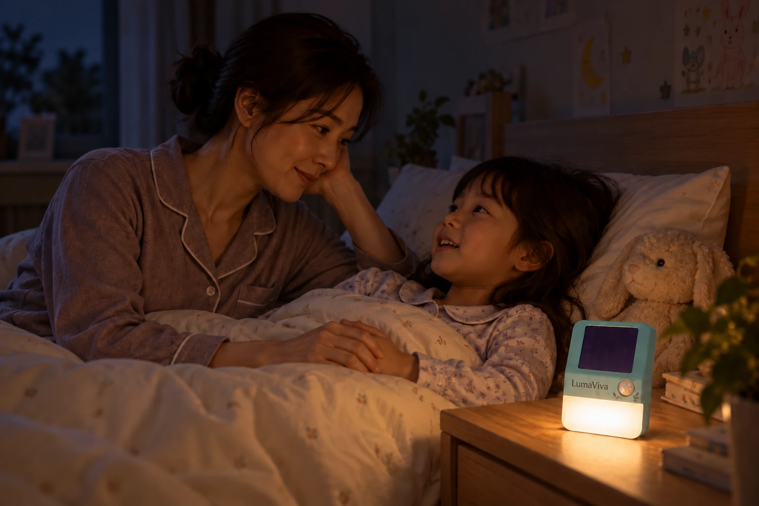 LumaViva bringing a warm glow to a quiet bedtime moment