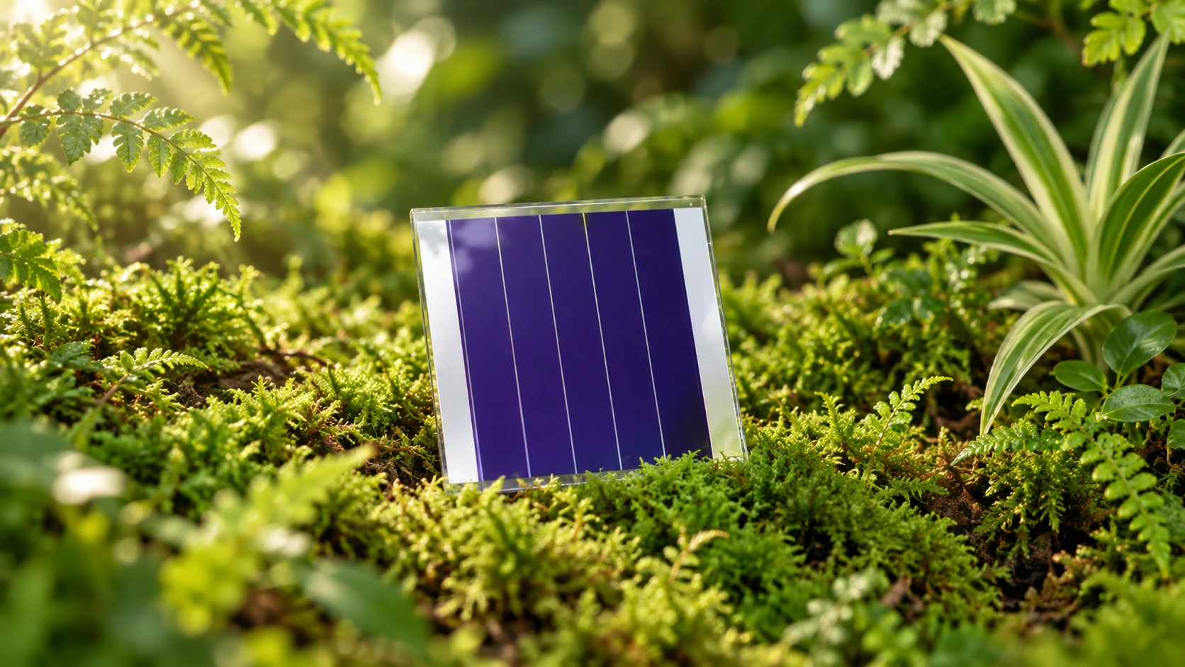 Illustrative OPV panel among green plants